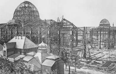 Construction of the Palais des Beaux Arts et des Arts Liberaux for the Exposition Universelle of 1889